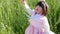 korean national children pink costume on a four-year-old girl standing