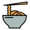 Korean noodle bowl icon vector flat