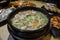 Korean noodle Soup with clams Bajirak Kalguksu