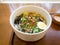 Korean noodle soup with savory and refreshing beef broth.