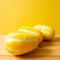 Korean oriental melon on wooden table