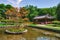 Korean Pagoda with small lake in the Park