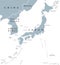 Korean peninsula and Japan countries political map