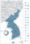 Korean Peninsula Road Map and Navigation Icons, North And South