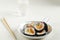 Korean Roll Gimbap Kimbob or Kimbap made from Steamed White Rice Bap and Various other Ingredients, Such As Kyuri, Carrot,