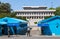 Korean soldiers watching border between South and North Korea in the Joint Security Area (DMZ)