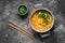 Korean Style Instant Noodles, Shin Ramyeon or Ramyun with Egg, Scallion and Broth, Noodle Soup