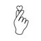 Korean symbol hand heart, a message of love hand gesture. Sign icon stylized for the web and print. The hand folded into