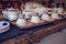 Korean tea ceremony table, vintage toning