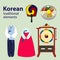 Korean traditional elements vector set