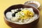 Korean traditional food Sliced Rice Cake Soup ,Tteok and dumpling soup