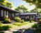 Korean traditional home, front yard during summertime. generative ai