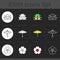 Korean traditions dark theme icons set