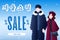 Korean winter sale banner, background or template