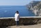 Korean woman enjoying vacation scenery along the Amalfi Coast, Italy