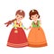 Korean womans holding hands together in traditional korean hanbok dress. Girl friend celebrating Korean national holiday clip art.