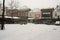 The Korenmarkt square in the center of Arnhem during snowfall