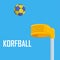 Korfball court and korfball ball. Sports Korfball background.