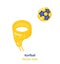 Korfball sport icon. Editable vector in blue and yellow colors