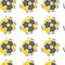 Korfball sport pattern. Editable vector in blue and yellow colors