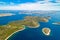 Kornati. Aerial panoramic view of famous Adriatic sea sailing destination