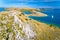 Kornati archipelago national park. Amazing stone desert scenery on Kornati islands and blue Adriatic sea