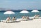Kos Island. Three umbrella on the beach