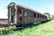 Koscierzyna, Pomeranian Voivodeship / Poland - June 14, 2019: Old destroyed wagons and locomotives on the railway siding. Railway