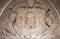 Kosice - Relief of face of Jesus Christ and angels from west portal of Saint Elizabeth gothic cathedral