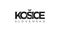 Kosice in the Slovakia emblem. The design features a geometric style, vector illustration with bold typography in a modern font.