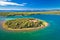 Kosljun. Adriatic monastery island of Kosljun in Punat bay aerial view