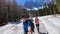 Kosmatitza - Hiker couple walking on Ogrisalm enjoying scenic view of Karawanks mountains
