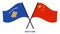 Kosovo and China Flags Crossed And Waving Flat Style. Official Proportion. Correct Colors