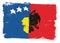 Kosovo Flag & Albania Flag Vector Hand Painted with Rounded Brush