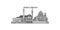 Kosovo, Pristina city skyline isolated vector illustration, icons