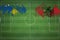 Kosovo vs Albania Soccer Match, national colors, national flags, soccer field, football game, Copy space