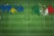 Kosovo vs Mexico Soccer Match, national colors, national flags, soccer field, football game, Copy space