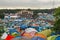 Kostrzyn nad OdrÄ…, Poland - July 15, 2016: tents, people and the main stage at the Przystanek Woodstock music festival PolAndRock