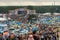 Kostrzyn nad OdrÄ…, Poland - July 15, 2016: tents, people and the main stage at the Przystanek Woodstock music festival PolAndRock