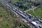 KOSZALIN, POLAND - 07 APRIL 2019 - Aerial view on Koszalin`s Gielda miscellaneous sunday market filled with crowds of buyers and