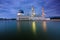 Kota Kinabalu city mosque at blue hour in Sabah, Borneo