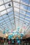 KOTKA, FINLAND - SEPTEMBER 27, 2018: interior of the Shopping Center Pasaati. Glass roof. Town is located in The Kymenlaakso