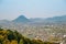 Kotohira-cho town and mountains panorama view in Kagawa, Japan