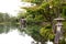 Kotoji Toro, the stone lantern, and Kasumigaike pond. Kenroku-en garden. Kanazawa. Japan