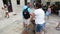 Kotor, Montenegro - 28 June, 2017. Drinking water fountain in old town Kotor. Adult senior caucasian man fill bottle