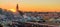 Koutoubia Mosque and Jemaa el-Fnaa market square at sunset