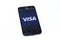 Kouvola, Finland - 23 January 2020: Visa logo on the screen of smartphone Asus