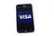 Kouvola, Finland - 23 January 2020: Visa logo on the screen of smartphone Asus