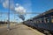 Kouvola, Finland - April 18, 2019: Old steam train Ukko-Pekka is leaving the station at morning