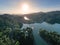 Kowloon Reservoir Dam Aerial view, Kam Shan Country Park 28 Nov 2021